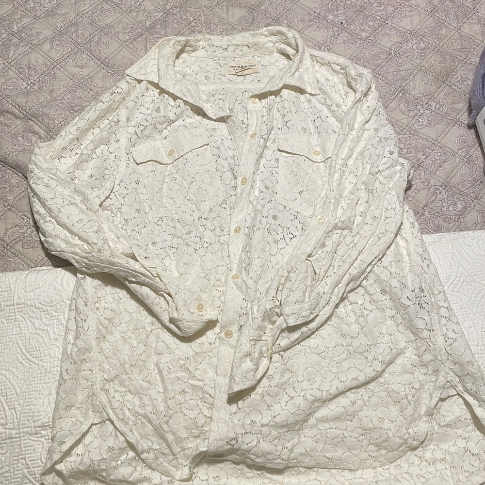 Ralph Lauren denim supply lace button down XL